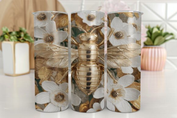 Bee Honeycomb Floral Tumbler Wrap PNG