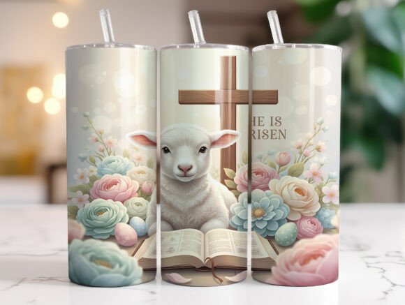 Christian Easter Cross Bible Tumbler PNG