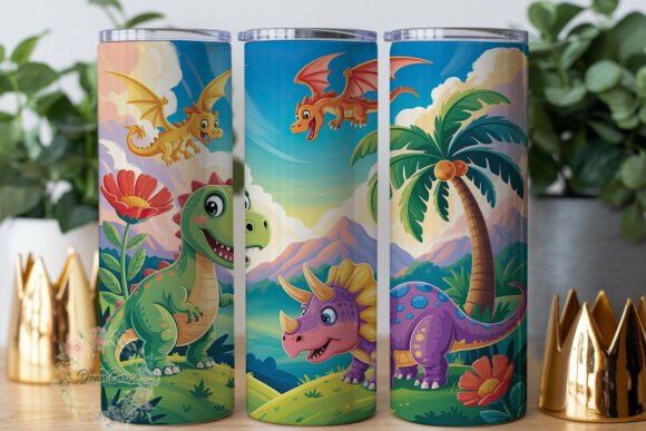 Cute Dinosaur Jungle 20oz Tumbler Wrap