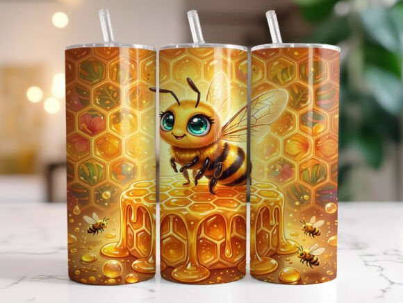 Cute Honey Bee Honeycomb Drip Tumbler