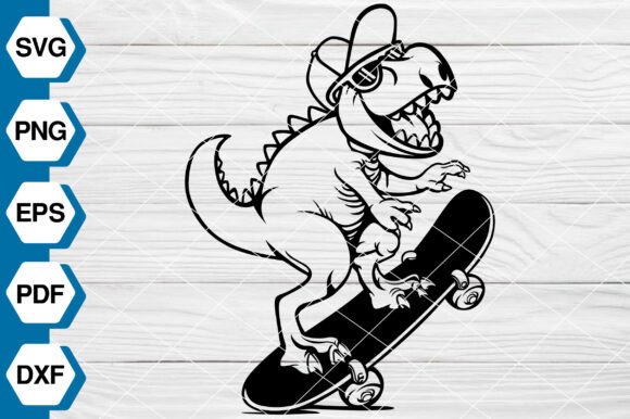 Dinosaur on Skateboard SVG EP682