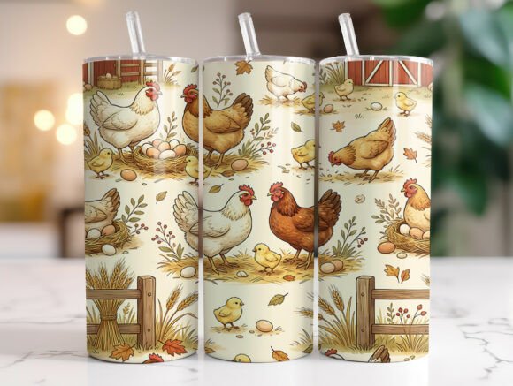 Farmhouse Chicken Tumbler Wrap Design