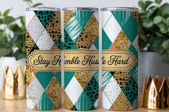 Gold Teal Geometric Leopard 20oz Tumbler
