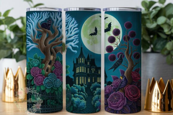 Gothic Mansion Moonlit Garden Tumbler