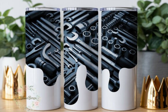 Industrial Tools Grayscale Tumbler Wrap