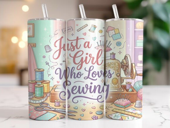 Just a Girl Who Loves Sewing Tumbler PNG