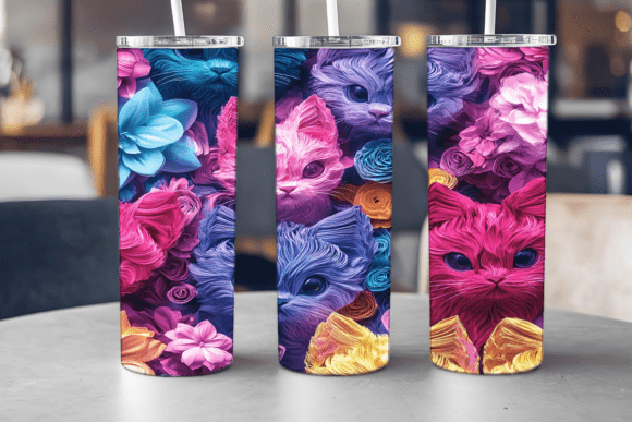 Kawaii Cat Pattern Tumbler