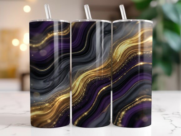 Luxury Purple Gold Marble Tumbler Wrap