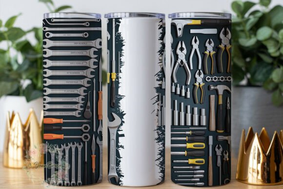 Mechanic Tools Black White Tumbler Wrap