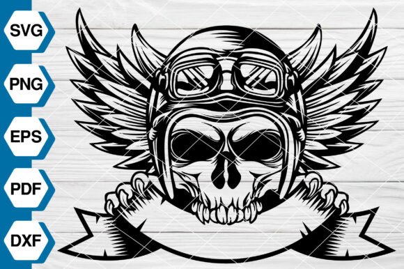 Motorcycle Skull SVG, Eagle Biker EP693