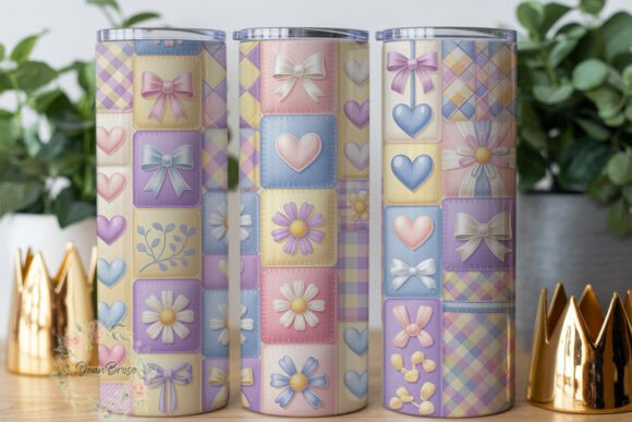 Pastel Quilt Patchwork 20oz Tumbler Wrap