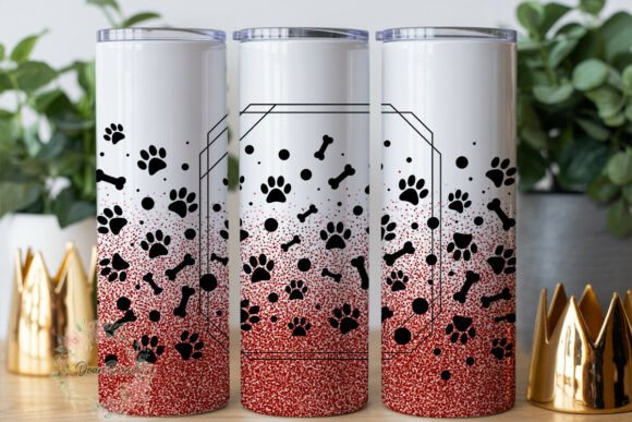 Pet Paw Print Red Glitter 20oz Tumbler