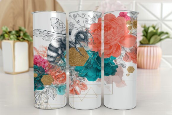 Pink Honeybee Tumbler Wrap Sublimation