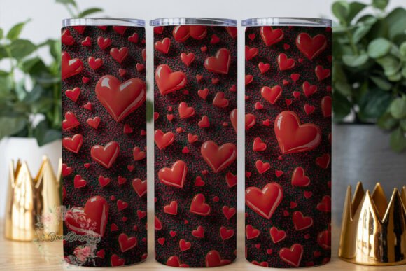Red Glitter Hearts 20oz Tumbler Wrap