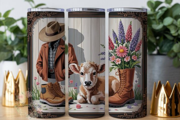 Rustic Farmhouse Calf Floral Tumbler