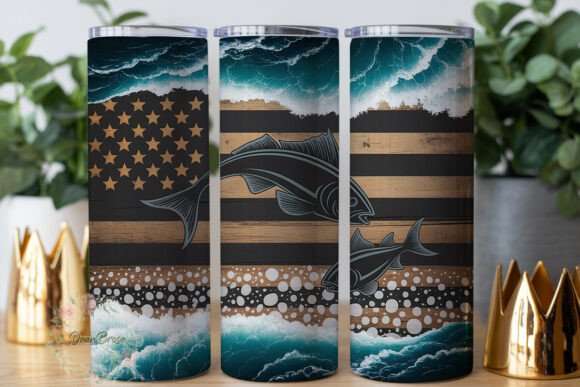 Rustic Fishing Flag 20oz Tumbler Wrap