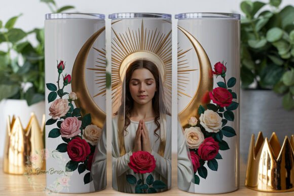 Serene Praying Woman Floral 20oz Tumbler