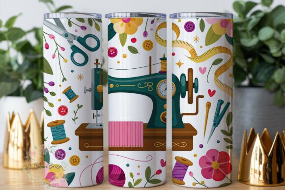 Sewing Machine Floral 20oz Tumbler Wrap