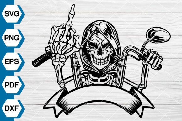Skull Biker SVG, Motorbike SVG EP691