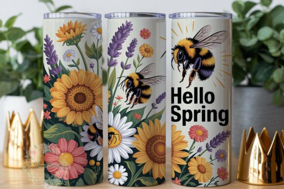 Spring Floral Bee 20oz Tumbler Wrap