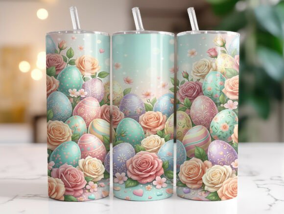 Spring Floral Easter Eggs Tumbler Wrap