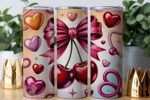 Sweet Cherry Bow Hearts 20oz Tumbler