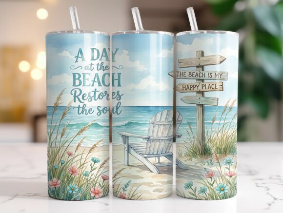 Tropical Beach Summer 20oz Tumbler Wrap