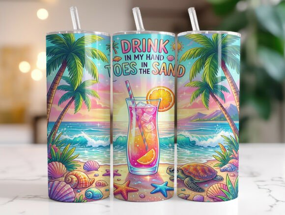 Tropical Sunset Drink Quote Tumbler Wrap