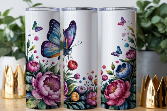 Vibrant Butterfly Floral 20oz Tumbler