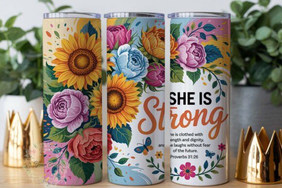 Vibrant Floral Strength 20oz Tumbler