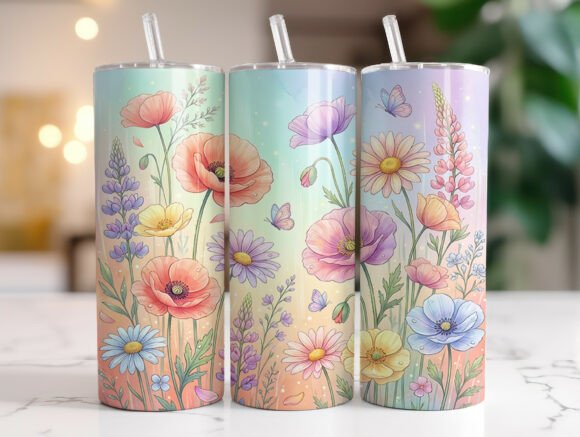 Wildflower Pastel Floral Tumbler Wrap